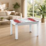 Masă extensibilă Viva Bordo cu blat lucios și imprimeu floral. Dimensiunea de 80 × 130 cm poate fi extinsă până la 80 × 165 cm. Mobila Mega – Mese și Scaune – imagine 3