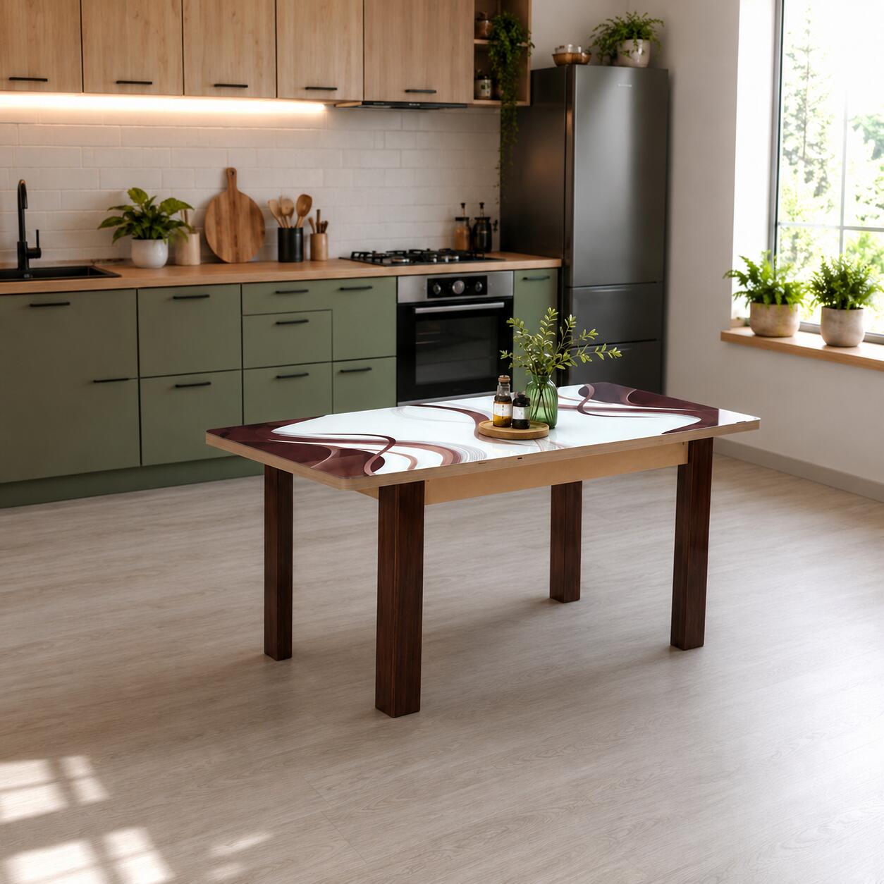 Masă extensibilă Viva Maro, cu dimensiuni de 80x130x78 cm și lungime extinsă de 165 cm. Design elegant și practic pentru bucătărie sau living. Mobila Mega – Mese și Scaune