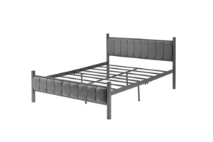 Pat metalic tapițat, cu structură rezistentă și design elegant, potrivit pentru amenajarea unui dormitor modern, confortabil și elegant. Mobila Mega – Paturi – imagine 7