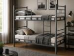 Pat supraetajat Gri, 90x200 din metal vopsit electrostatic, potrivit pentru saltele de 90x200 cm și utilizare supraetajată sau separată. Mobila Mega – Paturi – imagine 2