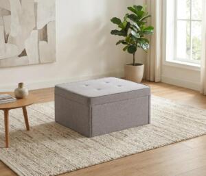 Taburet Tip Pat Extensibil, Gri Deschis, cu dimensiuni de 86x189 cm și spumă poliuretanică. Compact, confortabil și ideal pentru oaspeți sau spații mici. Mobila Mega – Paturi – imagine 5