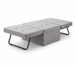 Taburet Tip Pat Extensibil, Gri Deschis, cu dimensiuni de 86x189 cm și spumă poliuretanică. Compact, confortabil și ideal pentru oaspeți sau spații mici. Mobila Mega – Paturi – imagine 8